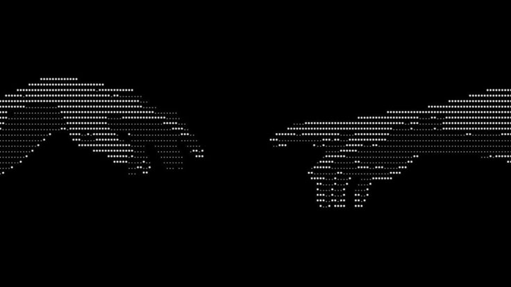 a black banner with ascii hands